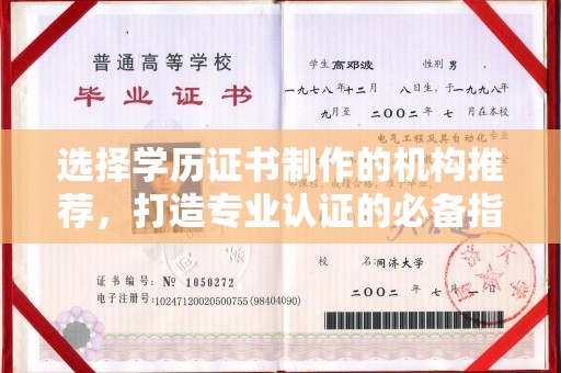 东丰选择学历证书制作的机构推荐，打造专业认证的必备指南
